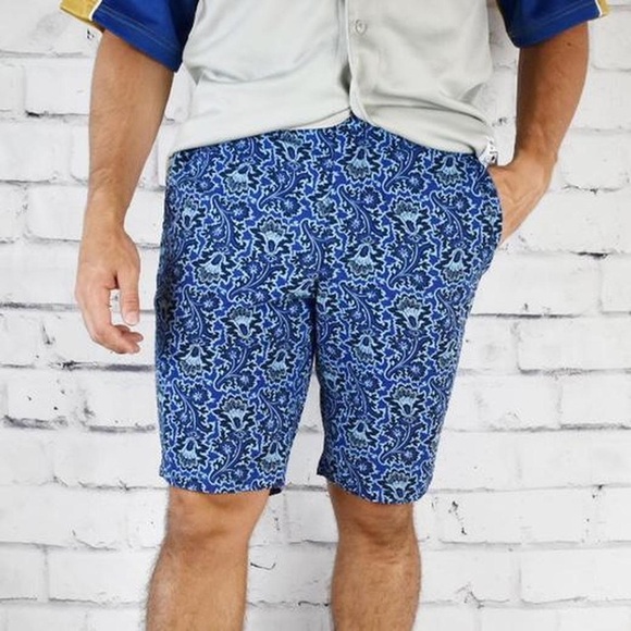 Banana Republic Men’s  Flat Front Casual/Walking Shorts Blue Paisley Size 38 - Picture 1 of 8
